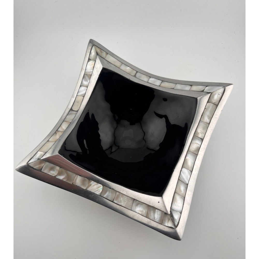 Julia Knight Classic Pagoda Bowl 6.5" Black Enamel Mother of Pearl Aluminum